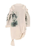 Yohji Yamamoto artistic-print epaulette-detail long jacket