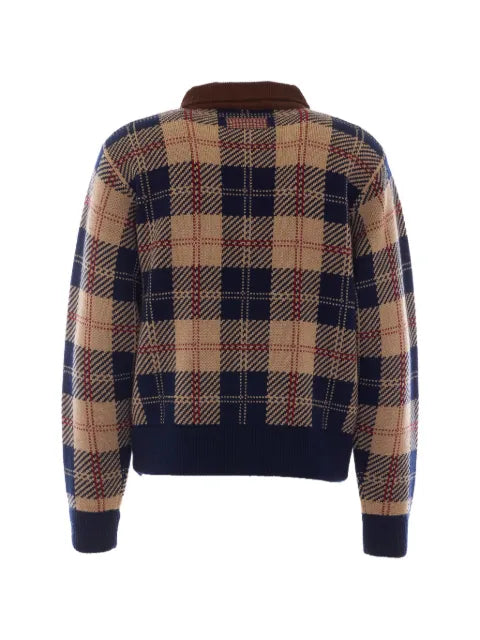 Guest In Residence check-motif corduroy-collar jacket