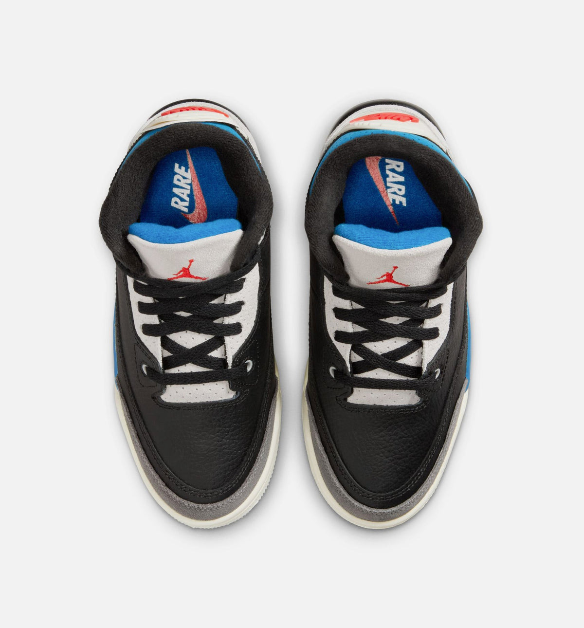 Air Jordan 3 Retro OG Rare Air Preschool Sneakers - Black / Chile Red / Neutral Grey