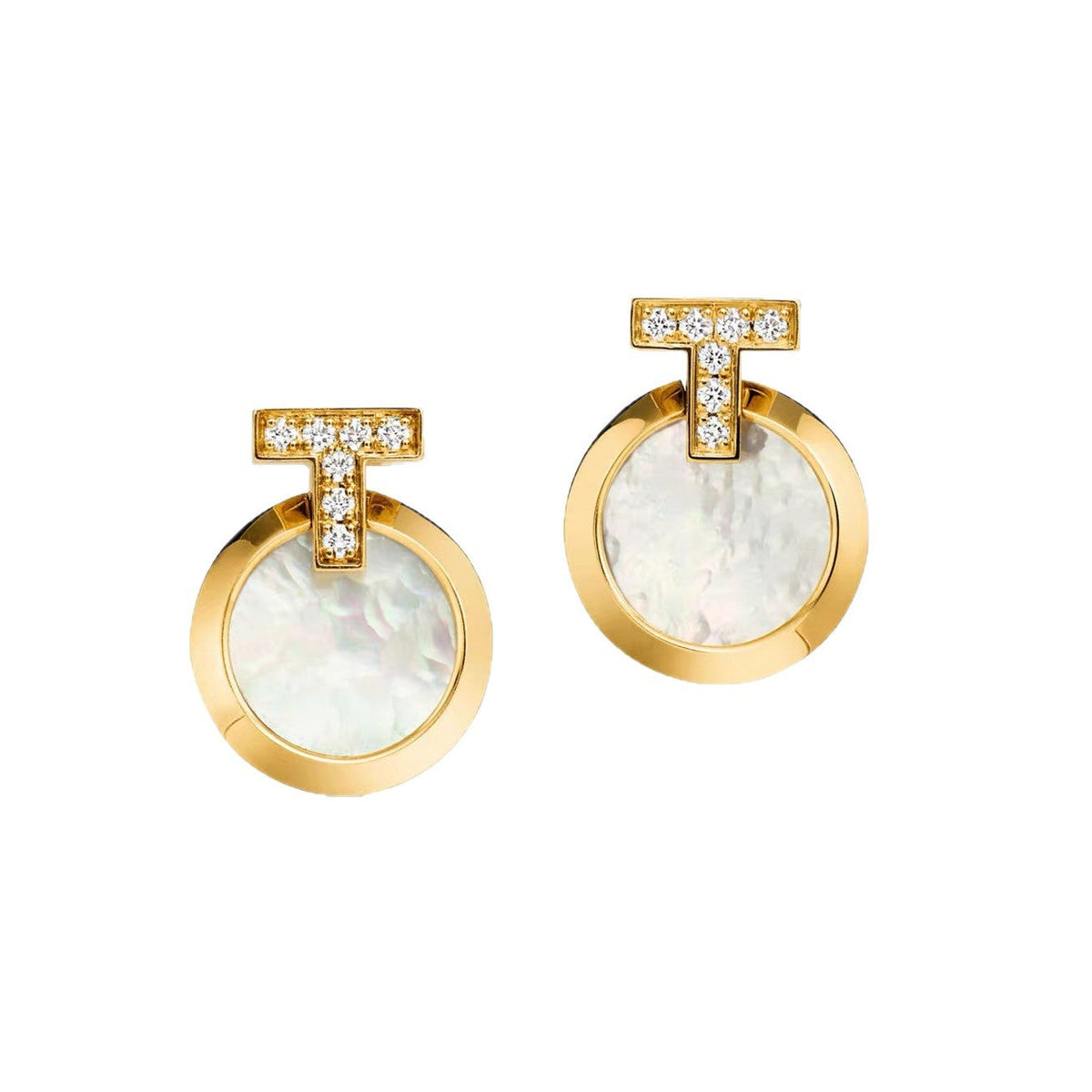 Tiffany Style T Motif Cubic Zirconia Earrings