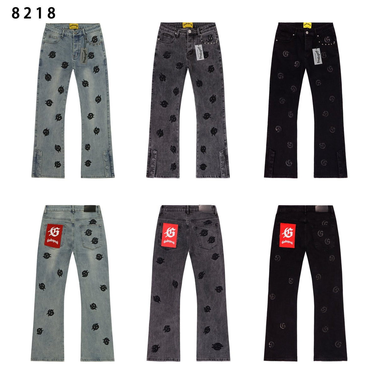 Godspeed Embroidered Washed Flared Jeans
