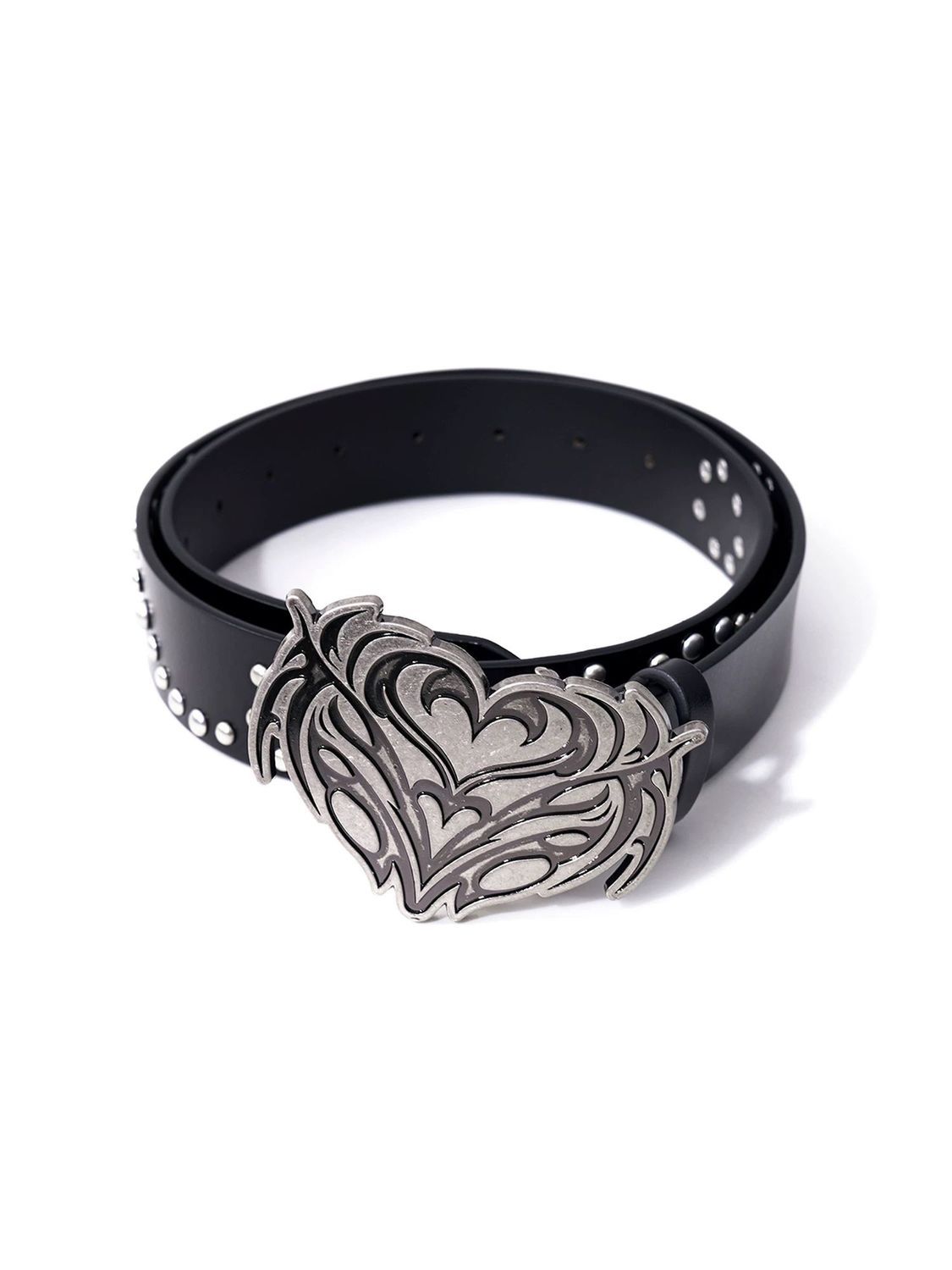Heart Metal Buckle Leather Belt Vintage Studded Gothic Waist Belt