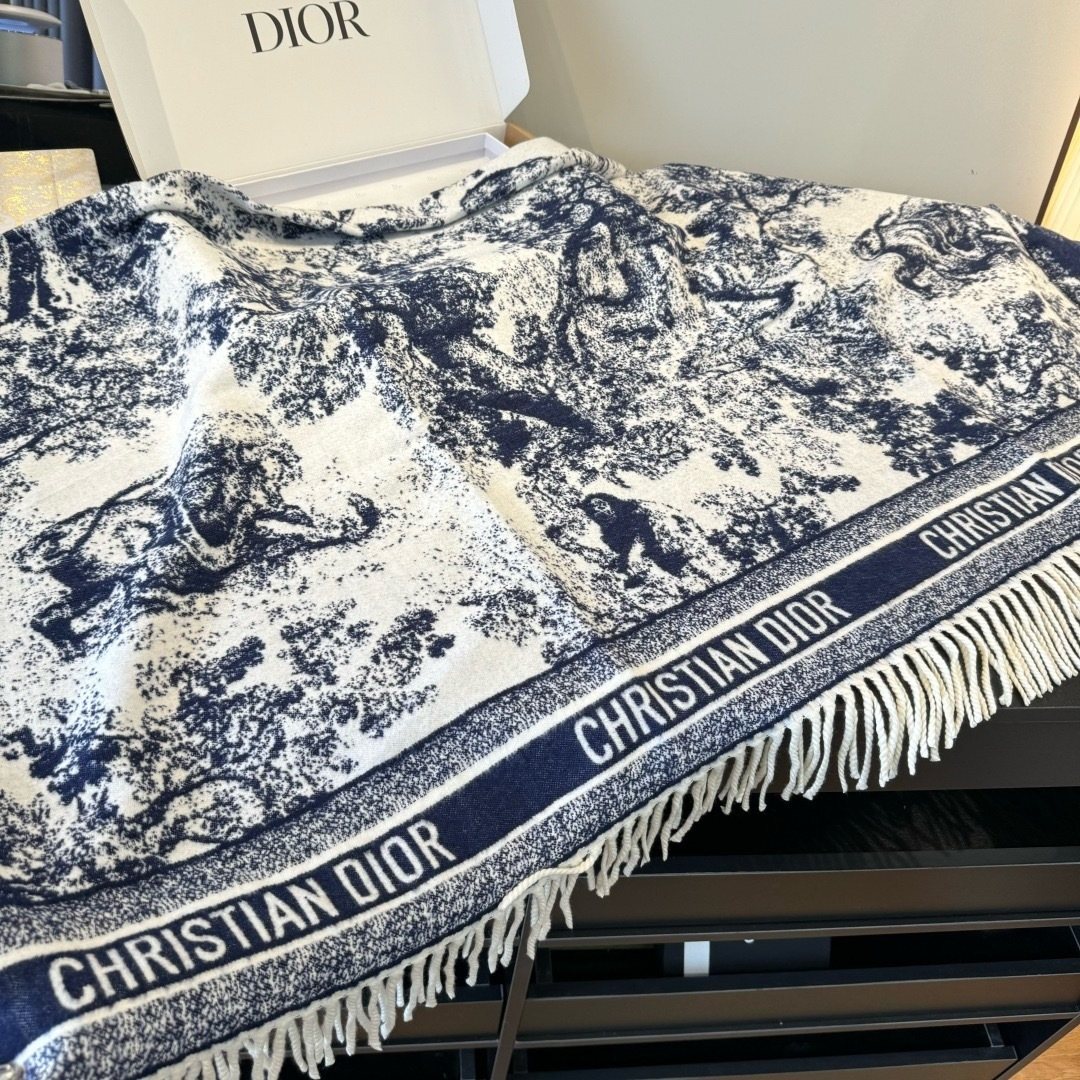 Dior Fringed Toile Square Scarf